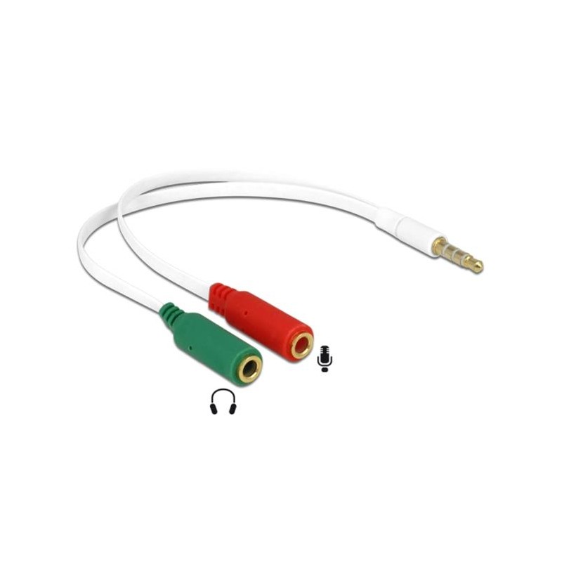 Delock adaptér sluchátek 1 x 3.5 mm 4 pin Stereo jack samec na 2 x 3.5 mm 3 pin Stereo jack samice (iPhone)