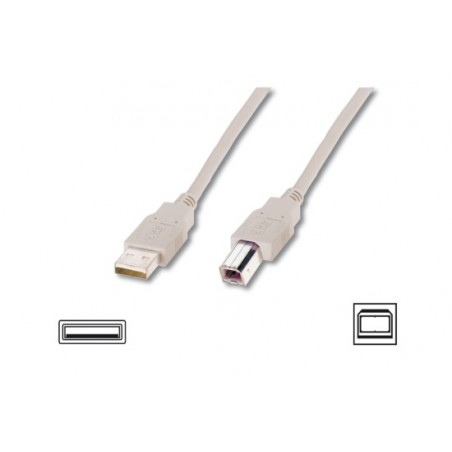 Digitus USB kabel A / samec na B-samec, 2x stíněný, béžový, 1,8m