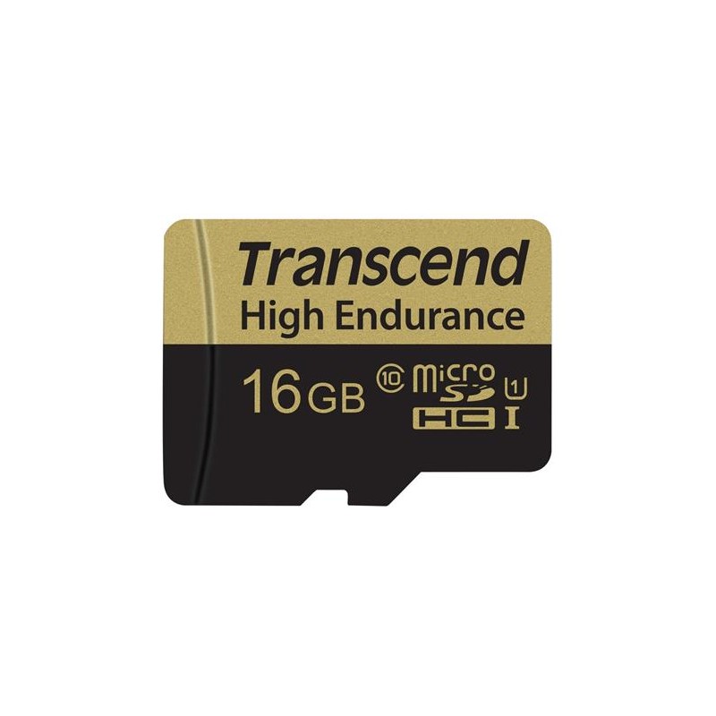 Transcend 16GB microSDHC UHS-I U1 (Class 10) High Endurance MLC průmyslová paměťová karta (s adaptérem), 95MB / s R,25MB / W
